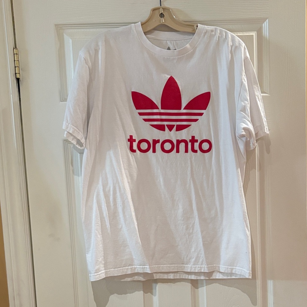 NEW adidas White Tee with Red Original and 'toronto' Graphic